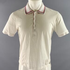 THOM BROWNE Size S White Red & Blue Stripe Cotton Short Sleeve Shirt